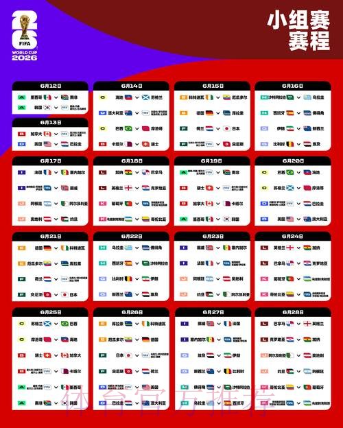2026世界杯小组赛赛程一览赛事详情直播平台